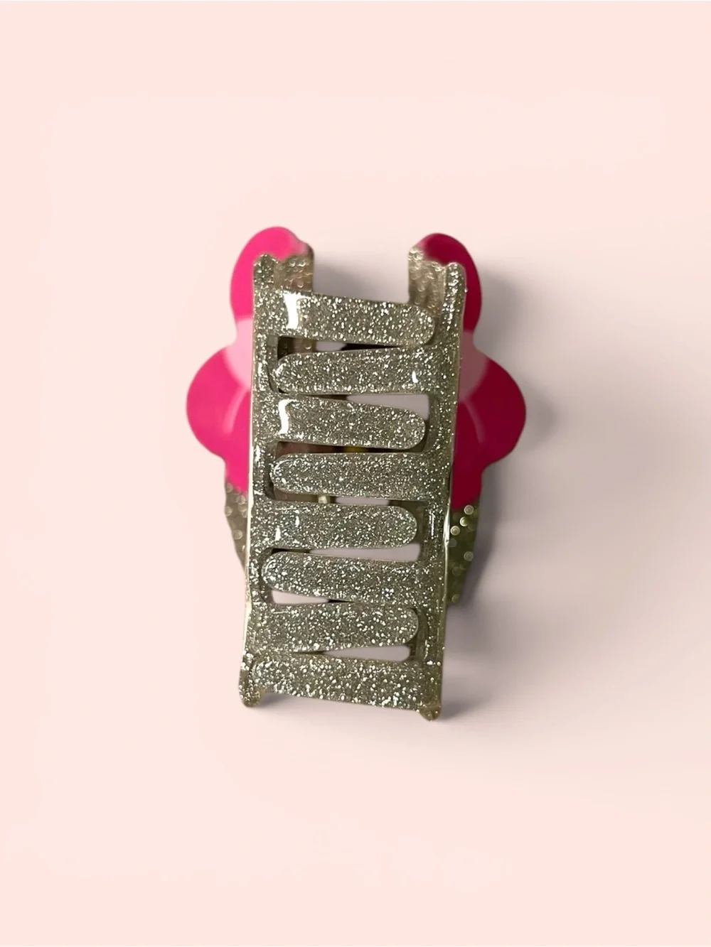Sparkle Skull Claw Clip with Pink Bow